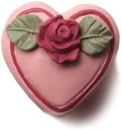Set of 2 Pink Heart with Rose Drawer Cabinet Knobs