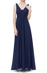 Sexy V-neck Chiffon Ruched Evening Dress/Bridesmaid Dress/Prom Dress/Party Dress 