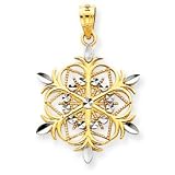 14k & Rhodium Snowflake Pendant