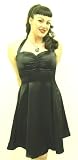 Heartbreaker Fashion Black Satin Retro Swing Dress, Pin Up Girl Black Halter Dress Small - Plus 2XL