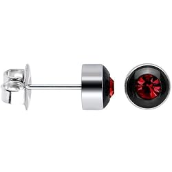 5mm Bezel July Birthstone Stud Earrings