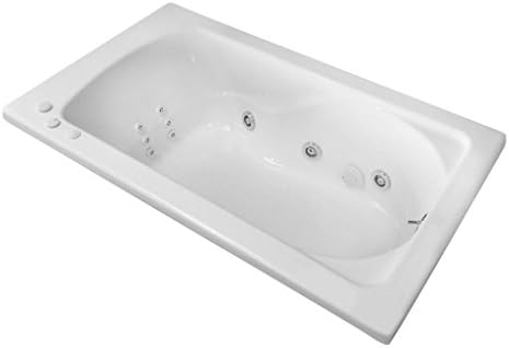 Carver Tubs - SR6036 Rectangle Drop In - 12 Jet, Self Draining Whirlpool Bathtub with Ozone Sanitizer, 60"L x 36"W