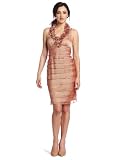 London Times Womens Iridescent Chiffon Shutter Tuck Dress
