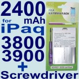 2400mAh PDA Battery for HP Compaq iPaq 3800 / 3835 / 3850 / 3870 / 3875 + Screwdriver and Installation MANUAL