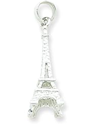 14K White Gold 3D Eiffel Tower Pendant Charm Jewelry