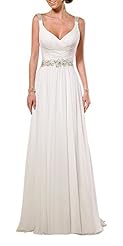 V-neck Chiffon Beaded Ruched  Dress