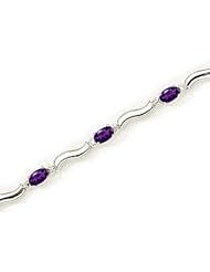 14kt Yellow Gold Oval Amethyst and Diamond Bracelet