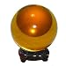 Pure Quartz Crystal Ball with Wood Stand - Amber 8 Cm - Beautiful As Display or a Powerful Feng Shui Tool
