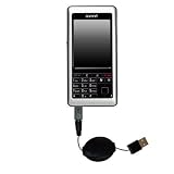  : Retractable USB Cable for the Gigabyte GSmart i120 with Power Hot Sync and Charge capabilities - Gomadic Brand w/ TipExchange Technology
