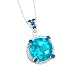 14K Blue Topaz, Blue Sapphire & Diamond Pendant