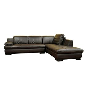 Sectional sofa with Right Chaise - Espresso Brown Leather