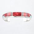 Southwest Spiny Oyster and Opal Inlaid Cuff Bracelet in Sterling Silver by Native American Indian Artist Larry Chavez, #7764