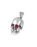 Sterling Silver Skull Pendant with Red CZ in the eyes