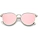 zeroUV - Women's Metal Frame Arrow Temples Colored Mirror Flat Lens Cat Eye Sunglasses 58mm