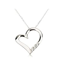 Heart Necklace Sterling Silver Heart Pendant with CZ