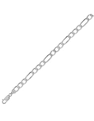 sterling silver 20" 7.0mm polish diamond cut figaro chain with lobster clasp 20 inches long