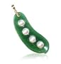 Enchanting Solid 14 KT Yellow Gold & Green Jade Snow Peas Pendant 14k Charm
