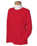 Gildan Womens Crewneck Long Sleeve T-Shirt, RED, XX-Large