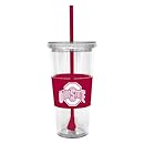 NCAA Ohio State Buckeyes 22 Ounce Insulated Tumbler with Rubber Sleeve and Stir Straw