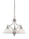 Murray Feiss F1648/3BS Neo Classic Three-Light Breakfast Downlight Chandelier, Brushed Steel with White Alabaster Glass Shades