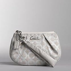 Coach Signature Op Art Parker Wristlet Case Bag for IPOD 42503 Silver