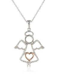 18k Rose Gold Plated Sterling Silver Angel Pendant Necklace (1/5 cttw, I-J Color, I3 Clarity), 18"