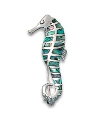 Heather Needham, Sterling Silver Paua Shell Seahorse Brooch