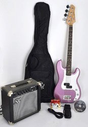 Ursa 1 JR RN PK MPP Purple Bass Guitar Package w/Amp and DVD