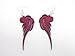 Fuschia Angel Wing Wooden Earrings title=