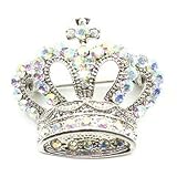 AB Austrian Rhinestone Crown Silver-Tone Brooch Pin