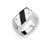 Diamond and Onyx Sterling Silver Men's Ring (Sizes 9-11)
