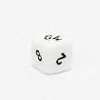Opaque 10mm 6-sided Backgammon Doubling Cube, White with Black