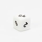 Opaque 10mm 6-sided Backgammon Doubling Cube, White with Black