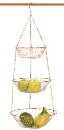 RSVP International Hanging Storage Collection 3-Tier Baskets, Copper Wire