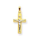 14k & Rhodium INRI Hollow Crucifix Pendant