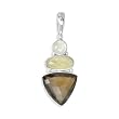 .925 Silver, Lemon Quartz, Smoky Quartz & Moonstone Pendant