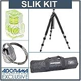 Slik Pro 500DX Super Alloy A.M.T. Tripod Legs Kit, with Adorama Deluxe Tripod Case, Double Bubble Level, Tripod Hanger