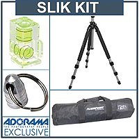Slik Pro 500DX Super Alloy A.M.T. Tripod Legs Kit, with Adorama Deluxe Tripod Case, Double Bubble Level, Tripod Hanger