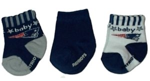 New England Patriots NFL Infant Baby Socks 3 Pair Assorted