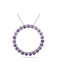 2.95ctw Amethyst Circle Pendant in Sterling Silver