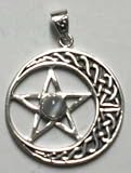 Pentacle: Celtic Moon & Moonstone, sterling