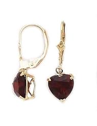 14k Gold & Heart-Shaped Garnet Drop Earrings