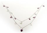 Amethyst Briolette Double Row CZ Cascade Necklace