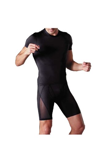 猫背 解消 背筋 矯正 メンズ 補正加圧インナー マッスル 筋トレ エクサ ボディ  Ｔシャツ（クロスウォーカー）メタボ シェイプ（ セルライト 除去 機能性インナー・加圧下着）　スポーツ トレーニング ウエア 細 身 マッチョ レッグ マジック インナー　男性 用 下着 ≪Ｍサイズ 日本製≫