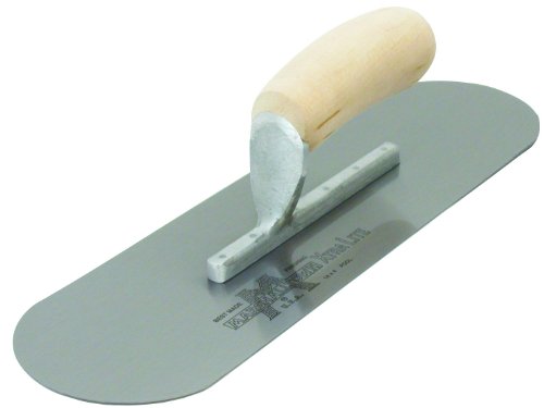 MARSHALLTOWN The Premier Line 15301 16-Inch by 3-Inch Bright Stainless Steel Pool Trowel with Curved Wood Handle