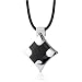 Modern Cross: Designer Inspired Surgical Steel High Polished Finish Black Enamel Cross Pendant on a Rubber Cord