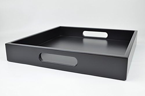 Serving Tray with Handles 16 inch Square Black Lacquer Decorative Tray
