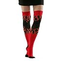 AMAZING BLACK OVER THE KNEE THIGH HI SOCKS W/RED FLAMES