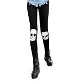 LOCOMO Women Skull Ankle Length Footless Pantyhose Legging Tregging Tight Pant Skinny Slim FFT031 One Size