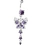 Tanzanite Cz Butterfly Gem Chain Drop Belly Ring